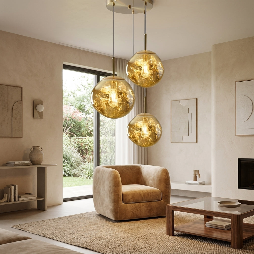 Suspension Acrylique Irrégulière LED Ø20 28 38 cm Doré Argenté Rose Salon