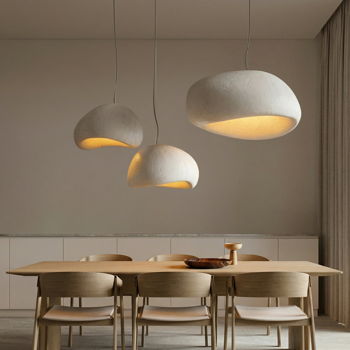 Suspension Japonaise Minimaliste LED Blanche Gris Ø40 50 60 cm Salon Chambre