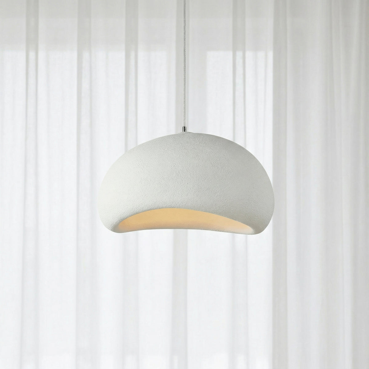 Suspension Japonaise Minimaliste LED Blanche Gris Ø40 50 60 cm Salon Chambre