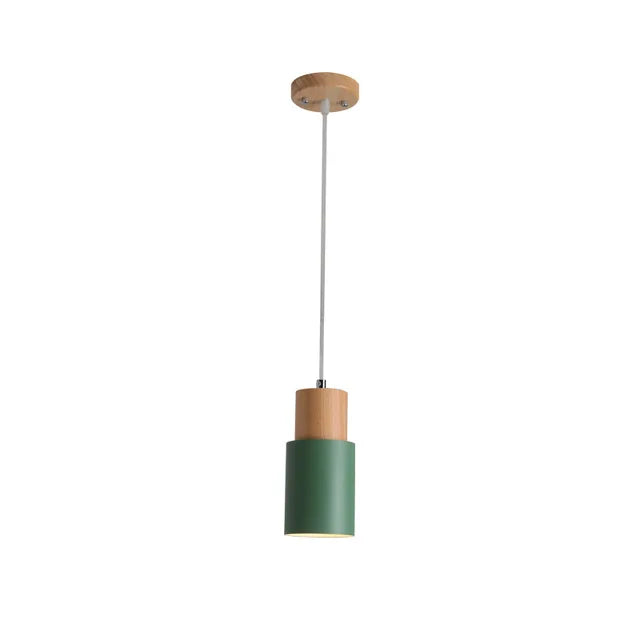 Suspension Bois et Métal Coloré Nordique E27 5 Couleurs Cuisine Bar
