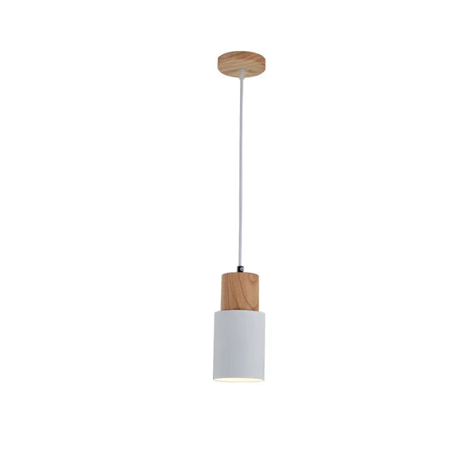 Suspension Bois et Métal Coloré Nordique E27 5 Couleurs Cuisine Bar