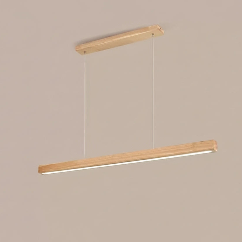 Suspension Linéaire Bois LED 80 100 120 cm Noyer Naturel Salle à Manger Salon