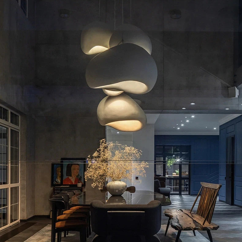 Suspension Japonaise Minimaliste LED Blanche Gris Ø40 50 60 cm Salon Chambre