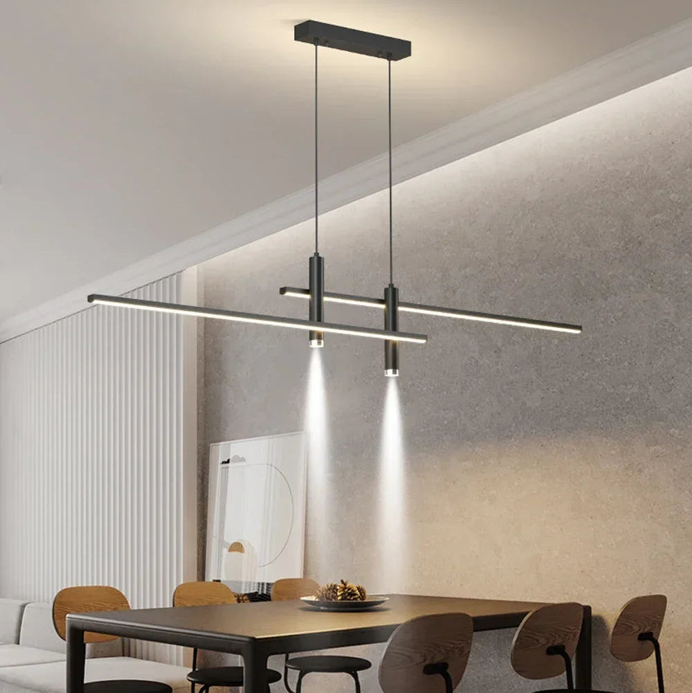Suspension Design Italien LED Aluminium Dimmable Télécommande 100 120 150 cm Noir Doré