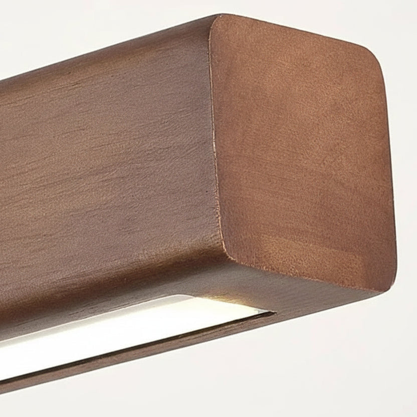 Suspension Linéaire Bois LED 80 100 120 cm Noyer Naturel Salle à Manger Salon