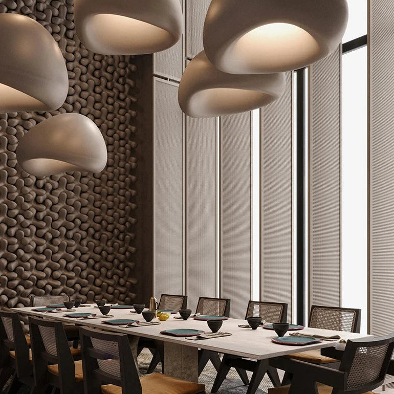 Suspension Japonaise Minimaliste LED Blanche Gris Ø40 50 60 cm Salon Chambre